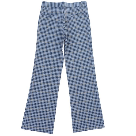 30x31 Vintage Double Knit Houndstooth Plaid Trouser Pants Groovy Straight Leg - Picture 2 of 11